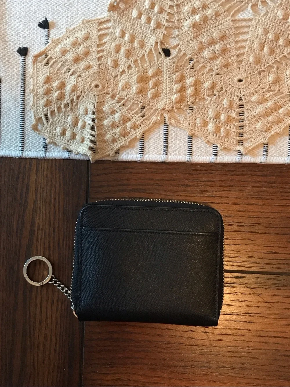 kate spade ♠️ Cameron slim black leather wallet with key ring $139 NEW with tags